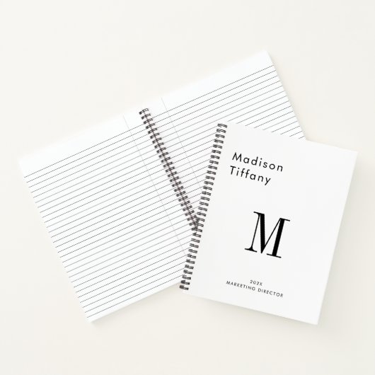 Minimale Monogramm-Schwarz-Weiß-Individualisierte Notizblock (Innenseite)