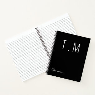 Minimale Monogramm-Schwarz-Weiß-Individualisierte Notizblock