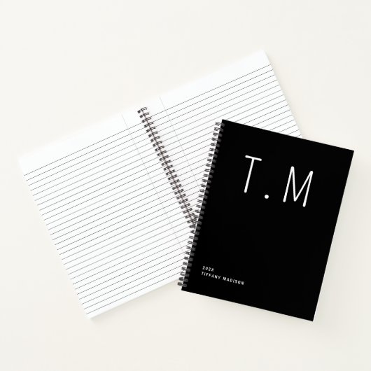 Minimale Monogramm-Schwarz-Weiß-Individualisierte  Notizblock (Innenseite)