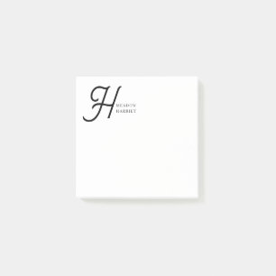 Minimale Monogramm-Schwarz-Weiß-Individualisierte Post-it Klebezettel