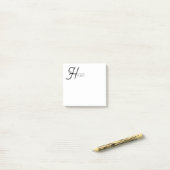 Minimale Monogramm-Schwarz-Weiß-Individualisierte  Post-it Klebezettel (Auf Schreibtisch)