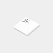 Minimale Monogramm-Schwarz-Weiß-Individualisierte  Post-it Klebezettel (angewinkelt)