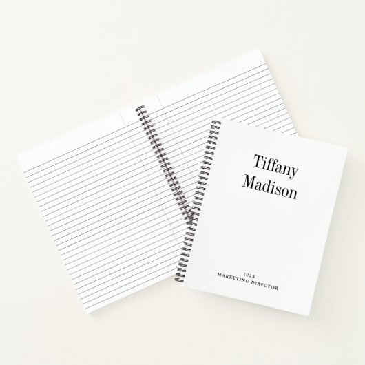 Minimale Monogramm-Schwarz-Weiß-Individueller Name Notizblock (Innenseite)
