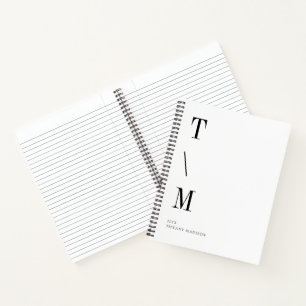 Minimale Monogramm Schwarz-Weiß Individueller Name Notizblock