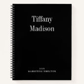 Minimale Monogramm-Schwarz-Weiß-Name Jahr benutzer Notizblock (Vorderseite)