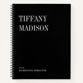 Minimale Monogramm-Schwarz-Weiß-Name Jahr benutzer Notizblock (Vorderseite)