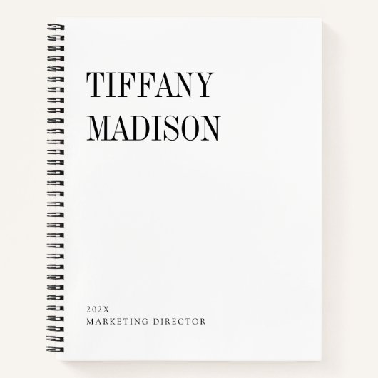 Minimale Monogramm-Schwarz-Weiß-Name Jahr benutzer Notizblock (Vorderseite)