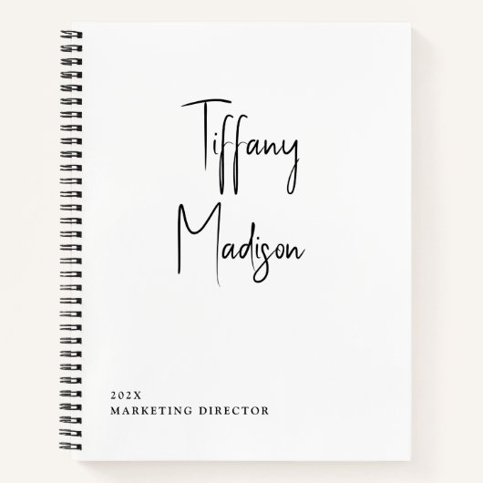 Minimale Monogramm-Schwarz-Weiß-Name Jahr benutzer Notizblock (Vorderseite)