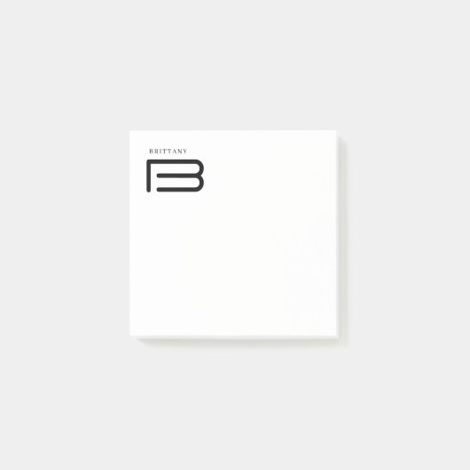 Minimale Monogramm-Schwarz-Weiß-Name Jahr Post-it Klebezettel (Vorderseite)