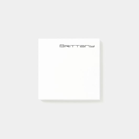 Minimale Monogramm-Schwarz-Weiß-Personalisierung m Post-it Klebezettel (Vorderseite)