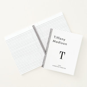 Minimale Monogramm-Schwarzweiß-Eigenname Jahr Notizblock