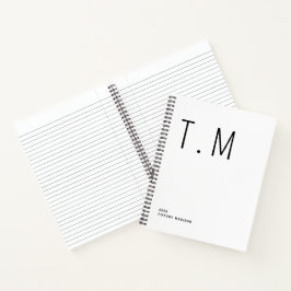 Minimale Monogramm-Schwarzweiß-Einzelname Jahr Notizblock