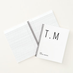 Minimale Monogramm-Schwarzweiß-Einzelname Jahr Notizblock