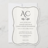 Minimale Monogramm Streifen White All-in-One-Hochz Einladung (Vorderseite)