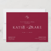 Minimale Monogramm-Tiefburgunder-Script-Hochzeit Einladung (Vorderseite)