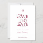 Minimale Monogramm-Tiefburgunder-Script-Hochzeit Magneteinladung (Vorderseite)