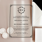 Minimale Monogramm Wappen Rahmen Schwarze Hochzeit Acryleinladungen