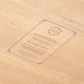 Minimale Monogramm Wappen Rahmen Terracotta Hochze Acryleinladungen (Ablage )