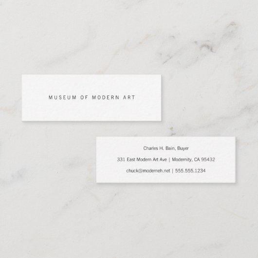 Minimale Museumsmitte Front und Back Two Business Mini Visitenkarte (Vorne/Hinten)