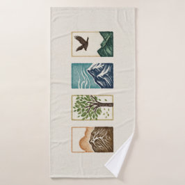 Minimale Natur-Set – Berg- und Baum-Kunst Badehandtuch