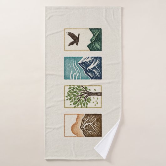 Minimale Natur-Set – Berg- und Baum-Kunst Badehandtuch (Badehandtuch)