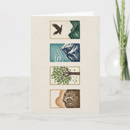 Minimale Natur-Set – Berg- und Baum-Kunst Dankeskarte