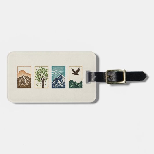Minimale Natur-Set – Berg- und Baum-Kunst Gepäckanhänger (Vorderseite horizontal)