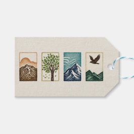 Minimale Natur-Set – Berg- und Baum-Kunst Geschenkanhänger