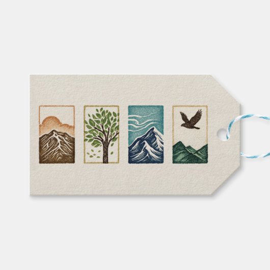 Minimale Natur-Set – Berg- und Baum-Kunst Geschenkanhänger (Vorderseite (Horizontal))
