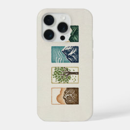 Minimale Natur-Set – Berg- und Baum-Kunst iPhone 15 Pro Hülle