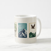 Minimale Natur-Set – Berg- und Baum-Kunst Kaffeetasse (VorderseiteRechts)