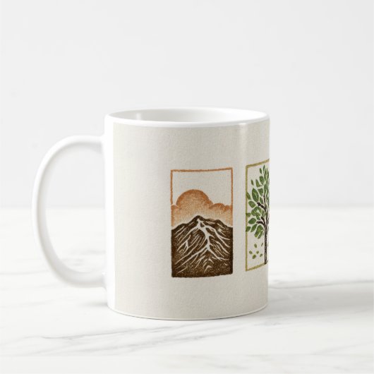 Minimale Natur-Set – Berg- und Baum-Kunst Kaffeetasse (Links)