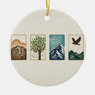 Minimale Natur-Set – Berg- und Baum-Kunst Keramik Ornament