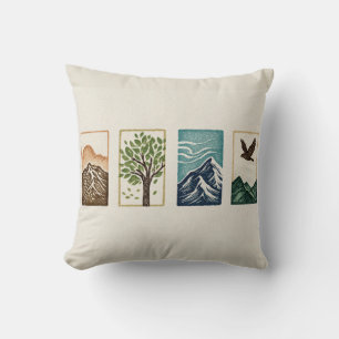 Minimale Natur-Set – Berg- und Baum-Kunst Kissen