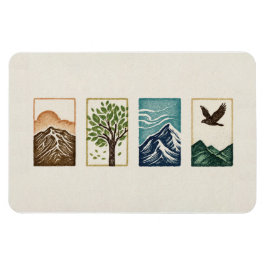 Minimale Natur-Set – Berg- und Baum-Kunst Magnet