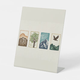 Minimale Natur-Set – Berg- und Baum-Kunst Sockelschild