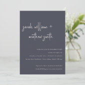 Minimale Navy Blush Black Moderne Script-Verlobung Einladung (Stehend Vorderseite)