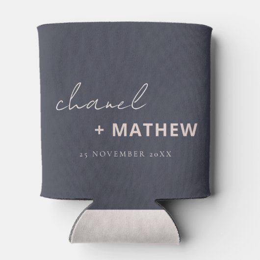 Minimale Navy Blush Black Script Typografy Wedding Dosenkühler (Rückseite)