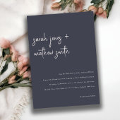 Minimale Navy Blush Black Script Typografy Wedding Einladung