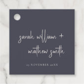 Minimale Navy Blush Black Script Typografy Wedding Geschenkanhänger (Vorderseite)