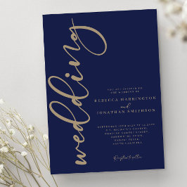 Minimale Navy Gold Hochzeit Einladung