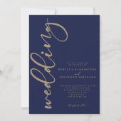 Minimale Navy Gold Hochzeit Einladung (Vorderseite)