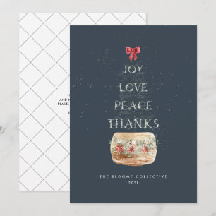 Minimale Navy Silver Snow Weihnachtsbaum Typografi Feiertagskarte