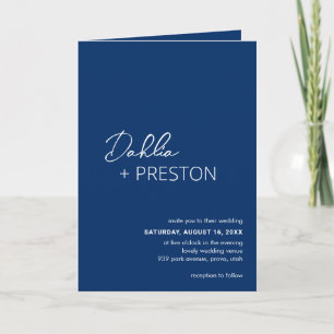 Minimale Navyblau-QR-Code-Moderne Hochzeit Einladung