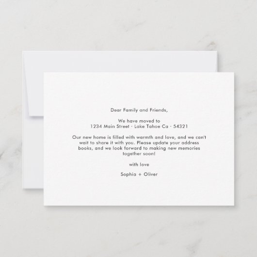 Minimale neue Zuhause Elegant Handgeschriebenes Sk Ankündigung (Rückseite)