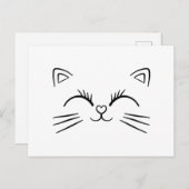 Minimale Niedliche Cat Face Doodle-Kontur Postkarte (Vorne/Hinten)