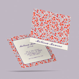 Minimale Niedliche kleine rote Blume Typografie Quadratische Visitenkarte