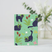 Minimale niedliche Schwarzkatze Feiertagspostkarte (Stehend Vorderseite)