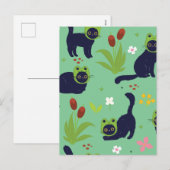 Minimale niedliche Schwarzkatze Feiertagspostkarte (Vorne/Hinten)