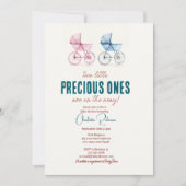 Minimale Niedliche Zwillinge Kinderdusche Einladung (Vorderseite)